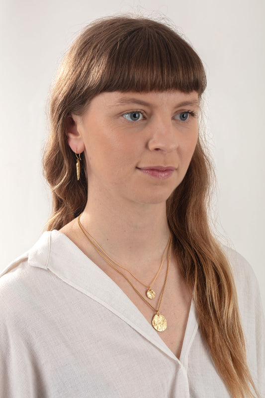 18ct Gold Large Pebble Disc Necklace