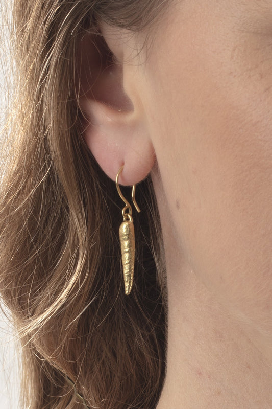 18ct Gold Long Shell Dangly Earrings