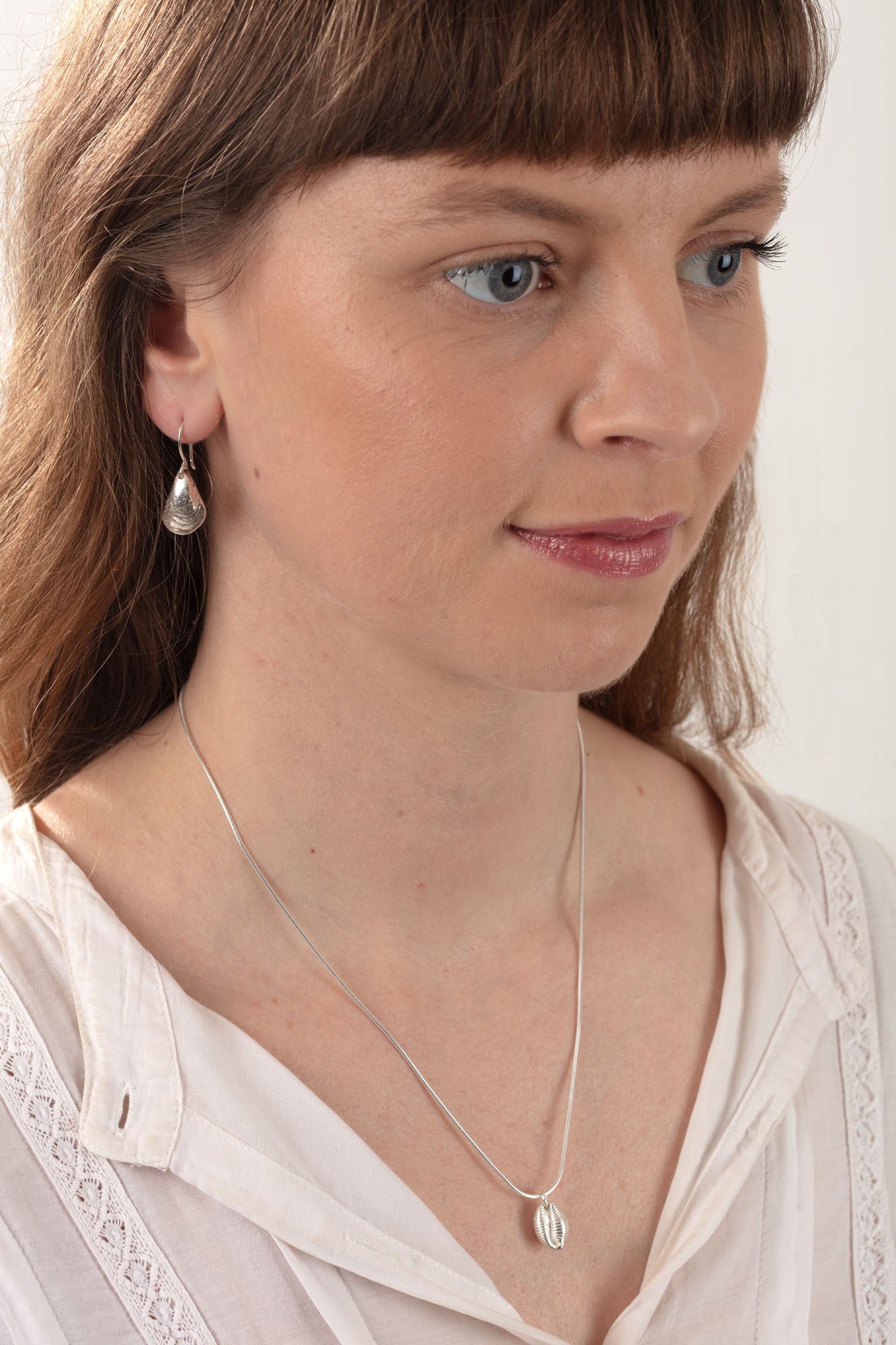 Silver Mussel Shell Earrings