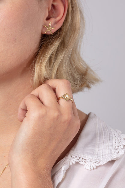 18ct Gold Starfish Stud Earrings