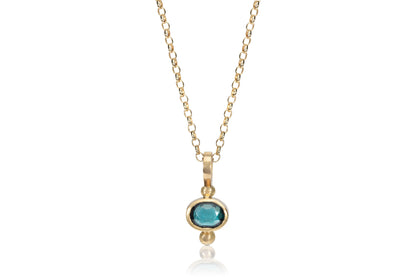18ct Gold Blue Tourmaline Necklace