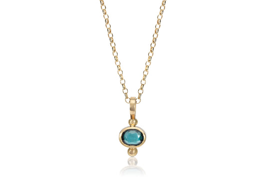18ct Gold Blue Tourmaline Necklace