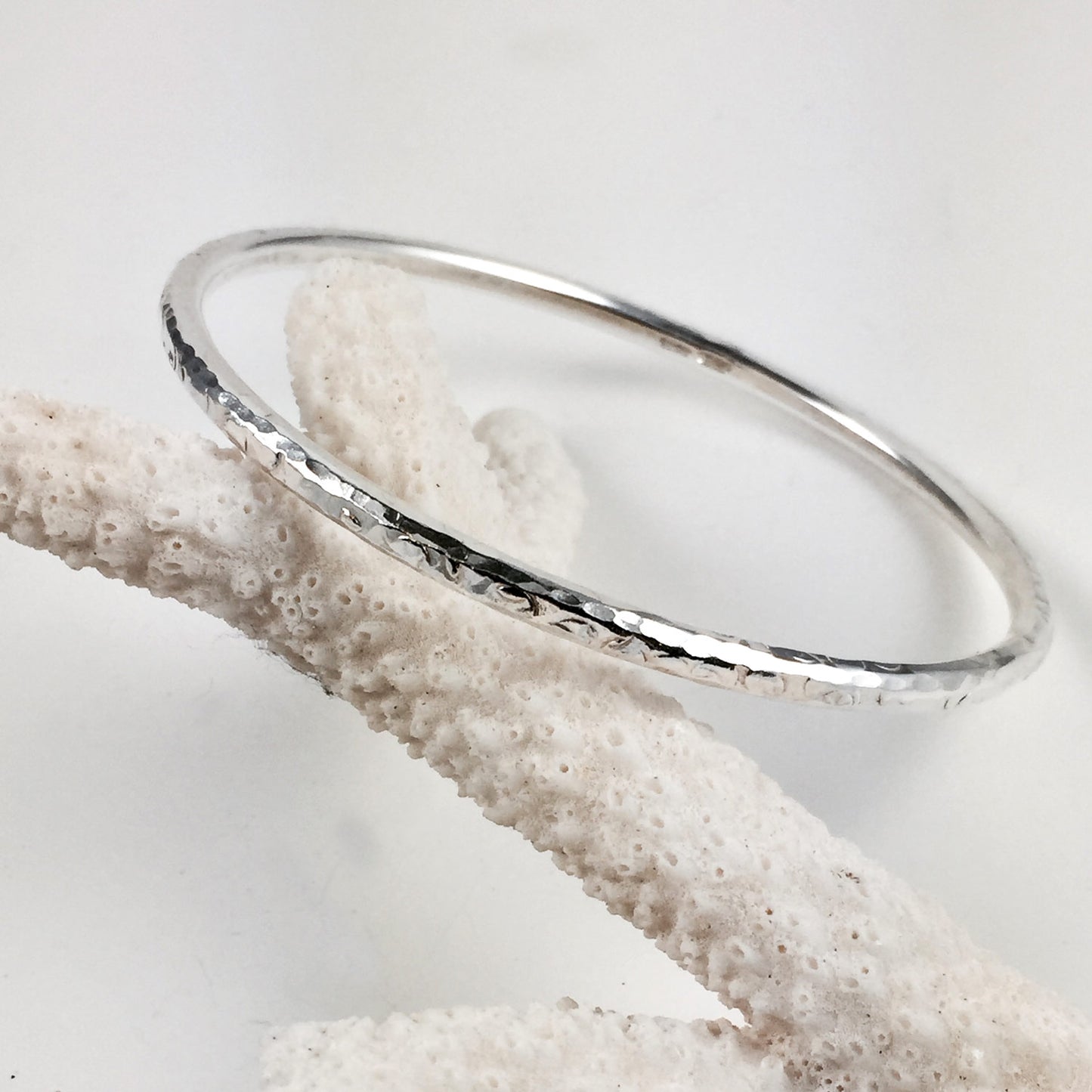 Silver Hammered Bangle 2.5