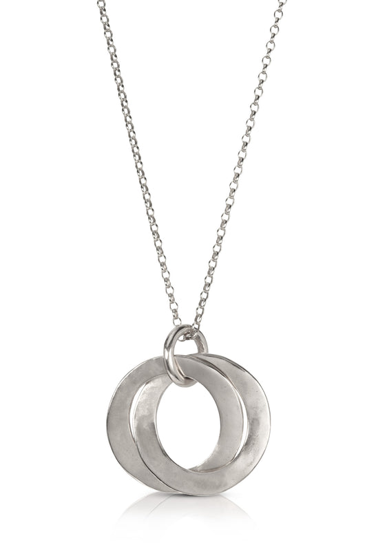Silver Double Flat Hoop Necklace