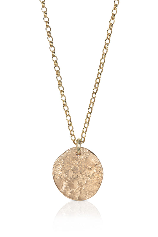 9ct Gold Large Pebble Disc Necklace