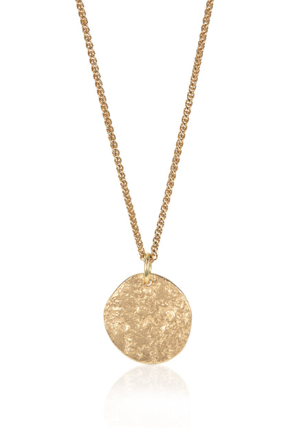 18ct Gold Large Pebble Disc Necklace