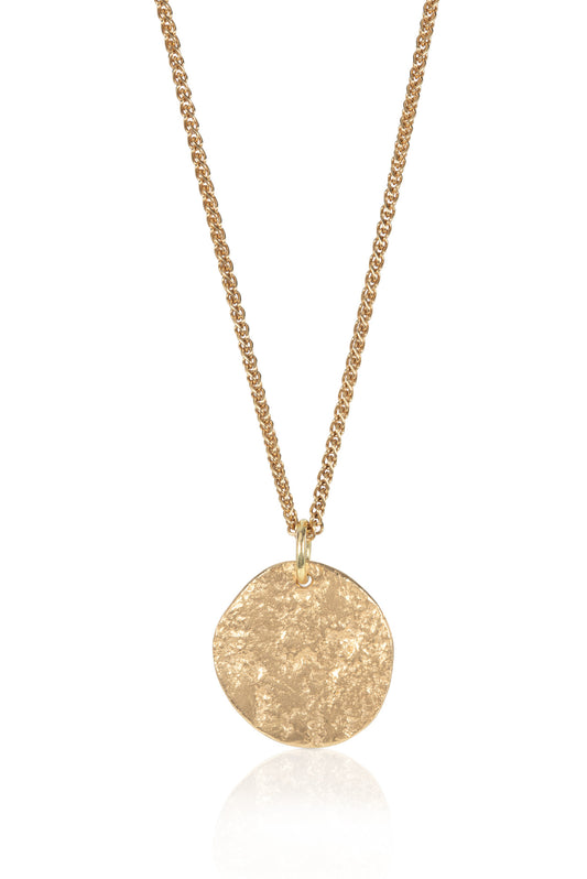 18ct Gold Large Pebble Disc Necklace