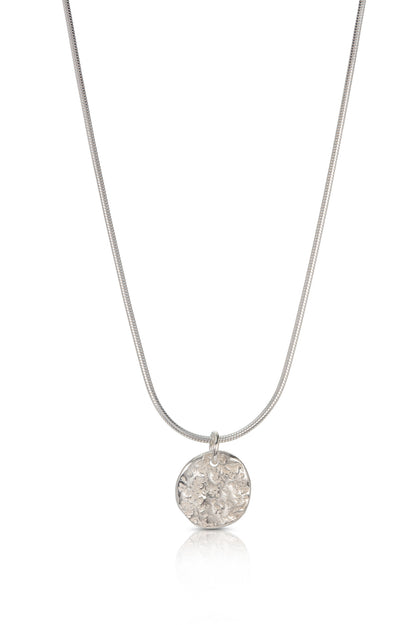 Silver Medium Pebble Disc Necklace