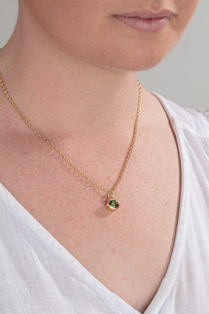 18ct Gold Green Tourmaline Necklace