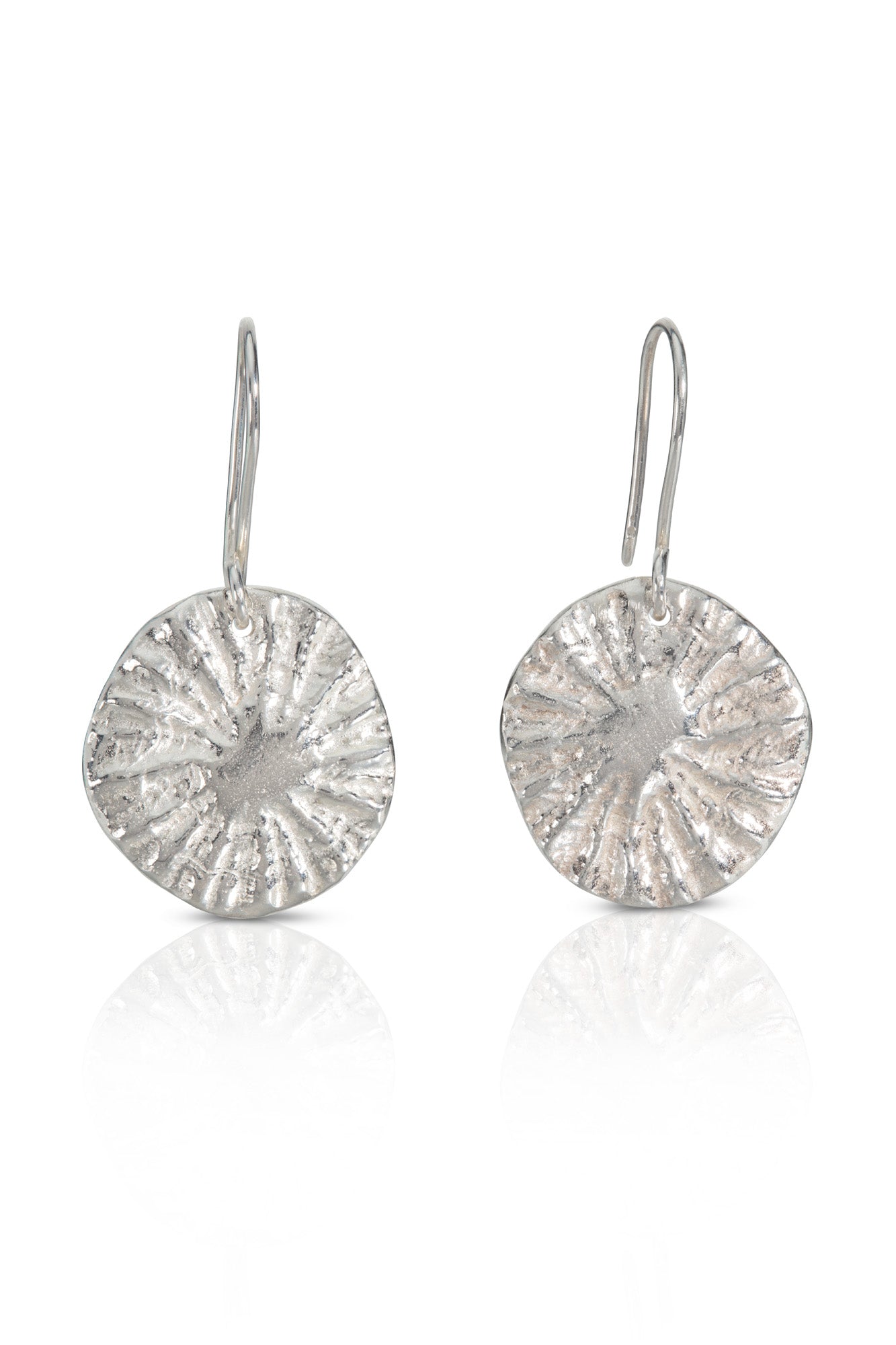 Silver Limpet Disc Dangly Earrings