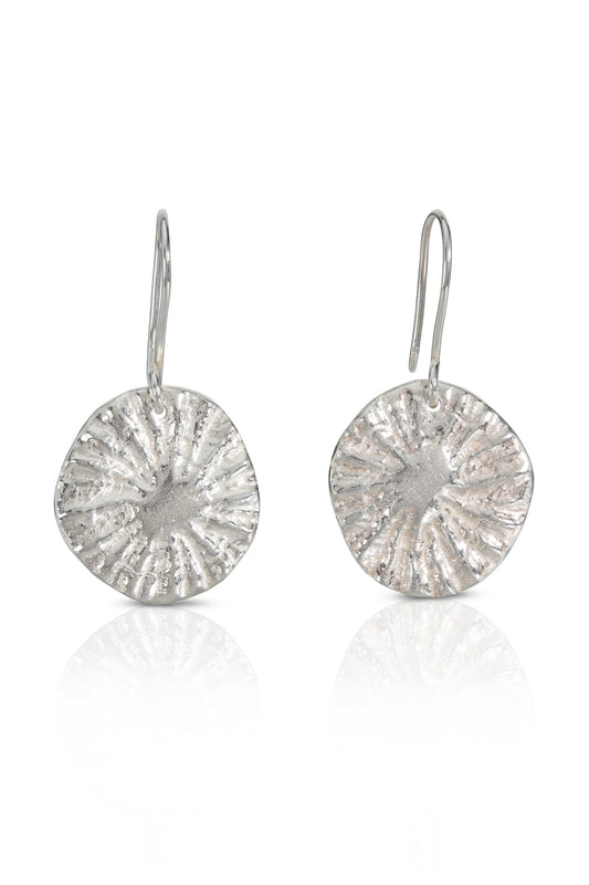 Silver Limpet Disc Dangly Earrings