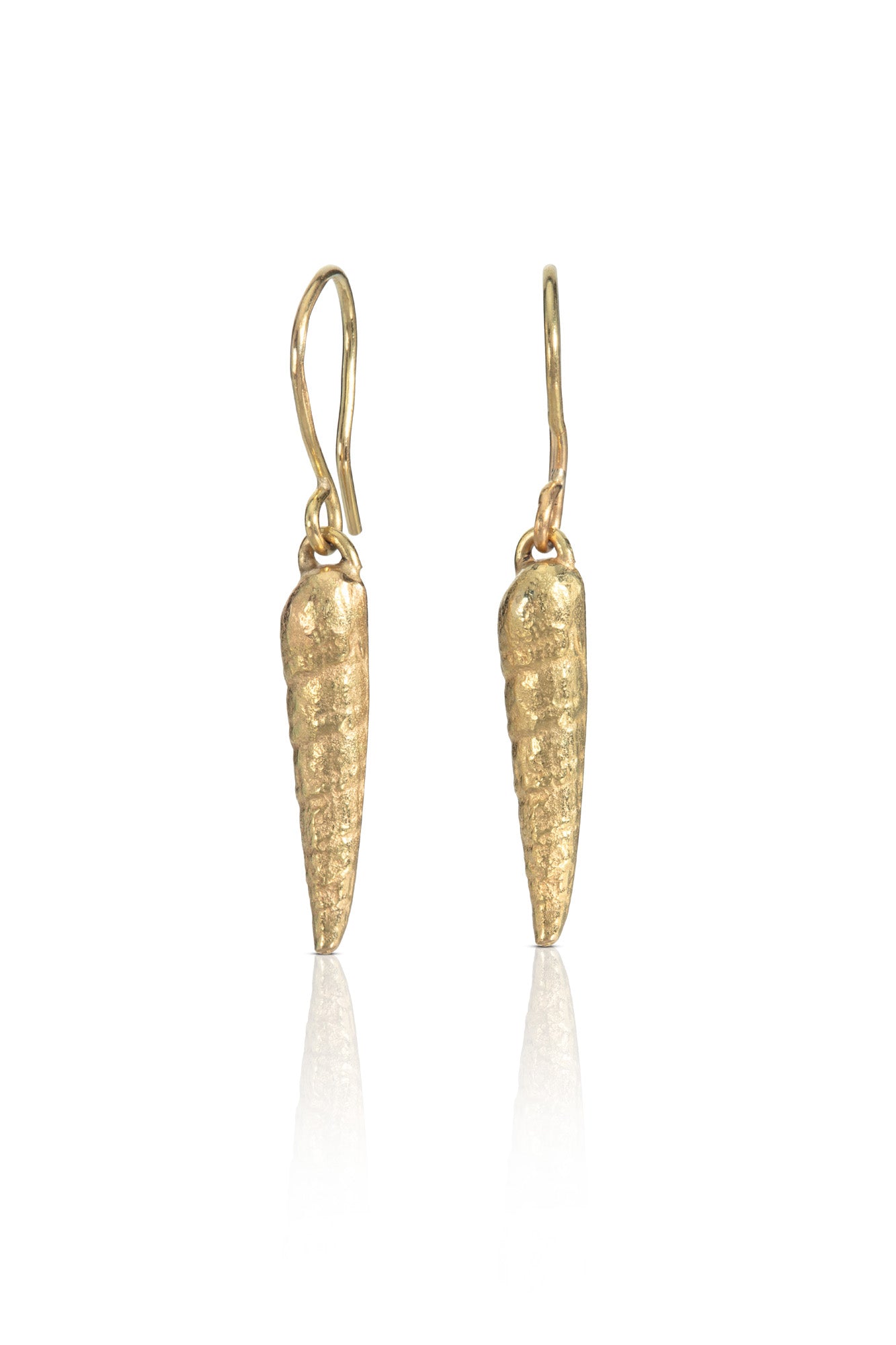 18ct Gold Long Shell Dangly Earrings