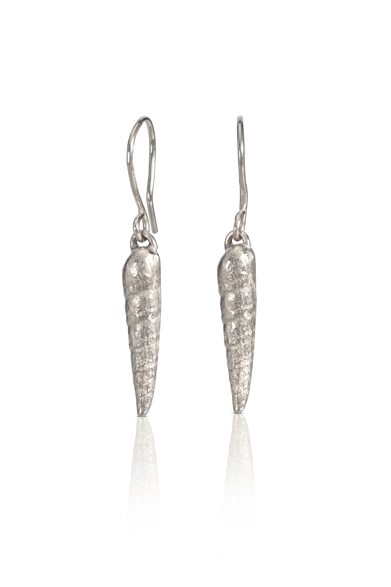 Silver Long Shell Dangly Earrings