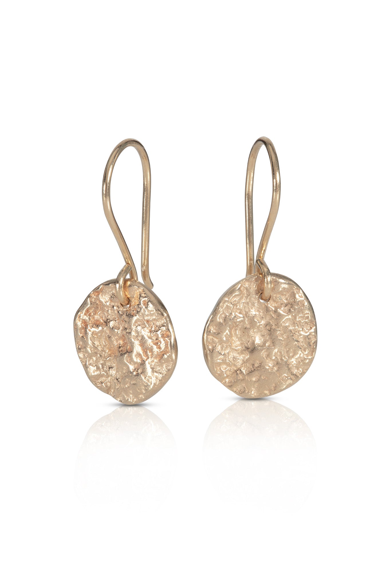 9ct Gold Medium Pebble Disc Dangly Earrings