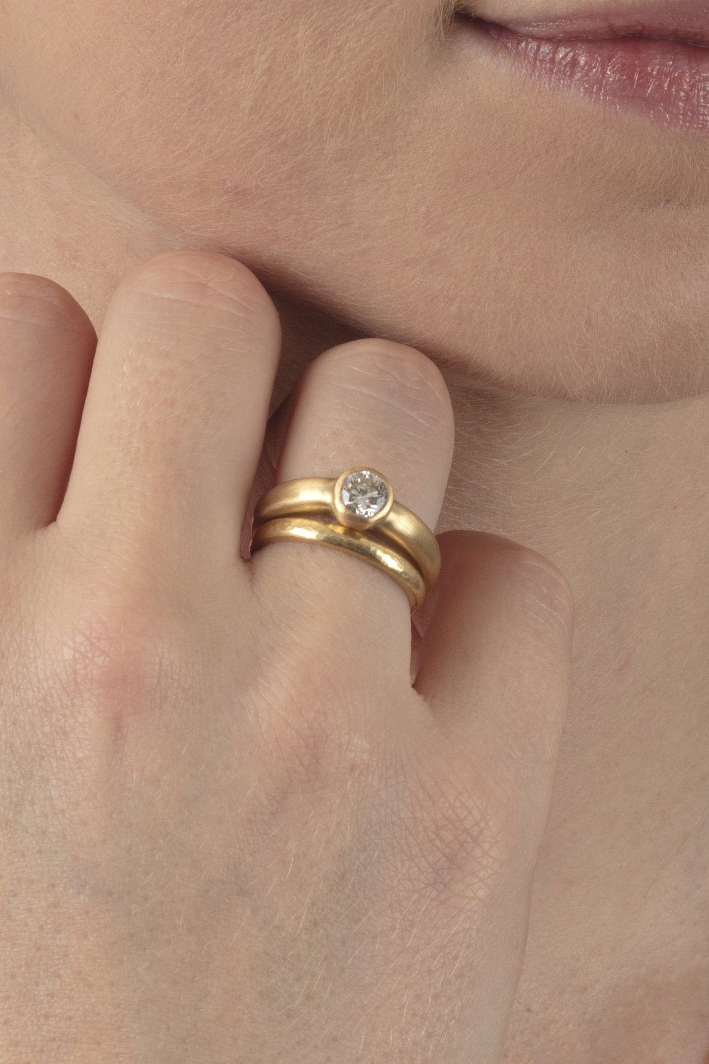 18ct Gold Hammered Ring