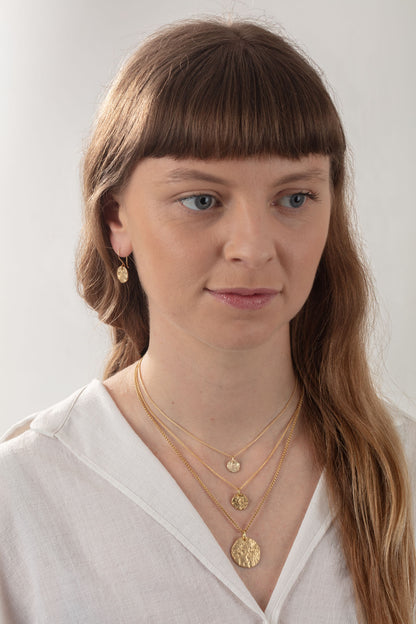 18ct Gold Medium Pebble Disc Dangly Earrings