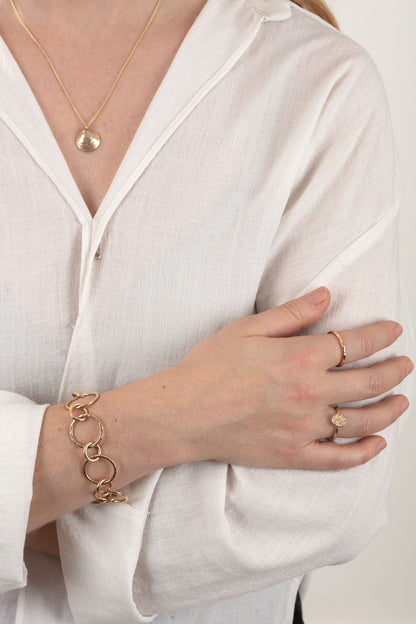 9ct Gold Hammered Hoop Classic Bracelet