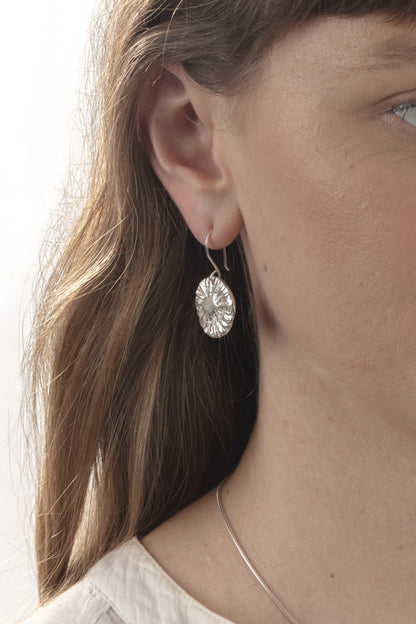 Silver Limpet Disc Dangly Earrings