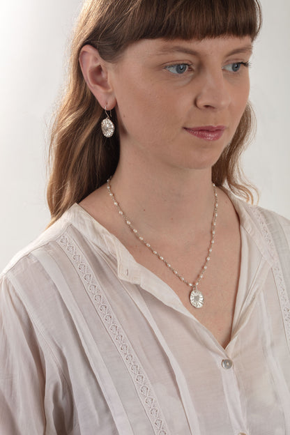 Silver Limpet Disc Dangly Earrings