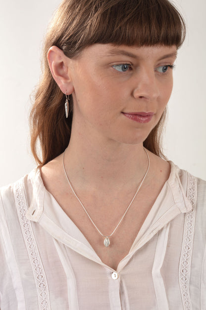 Silver Long Shell Dangly Earrings