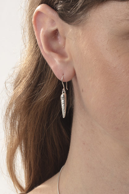 Silver Long Shell Dangly Earrings