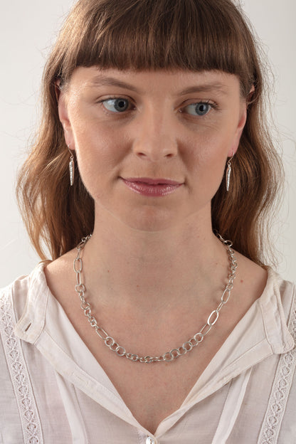 Silver Long Shell Dangly Earrings