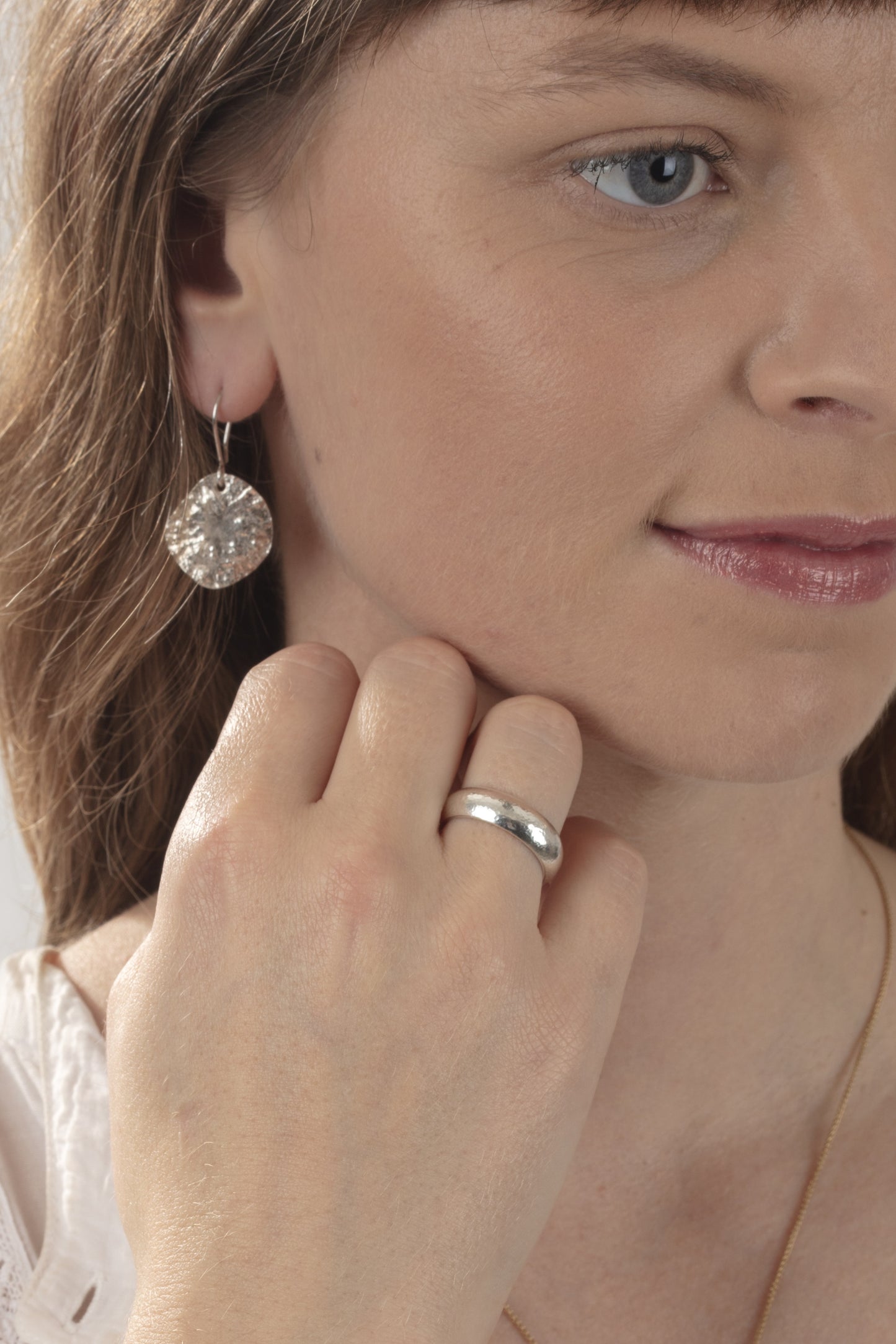 Silver Domed Textured Ring