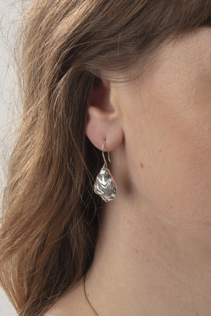 Silver Oyster Earrings