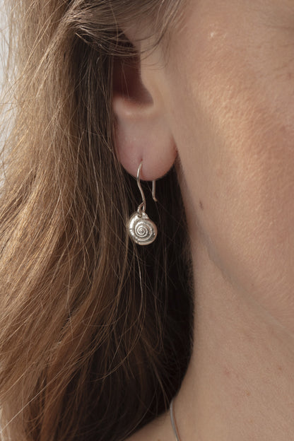 Silver Spiral Shell Earrings