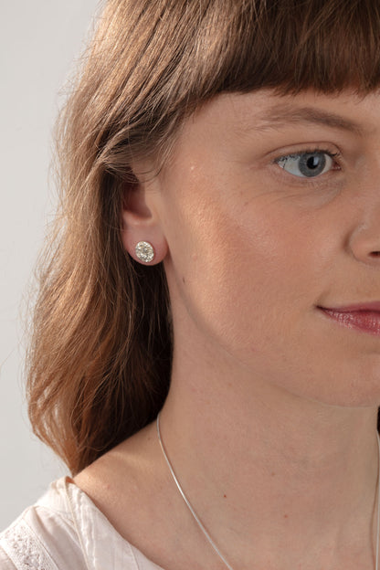 Silver Pebble Stud Earrings