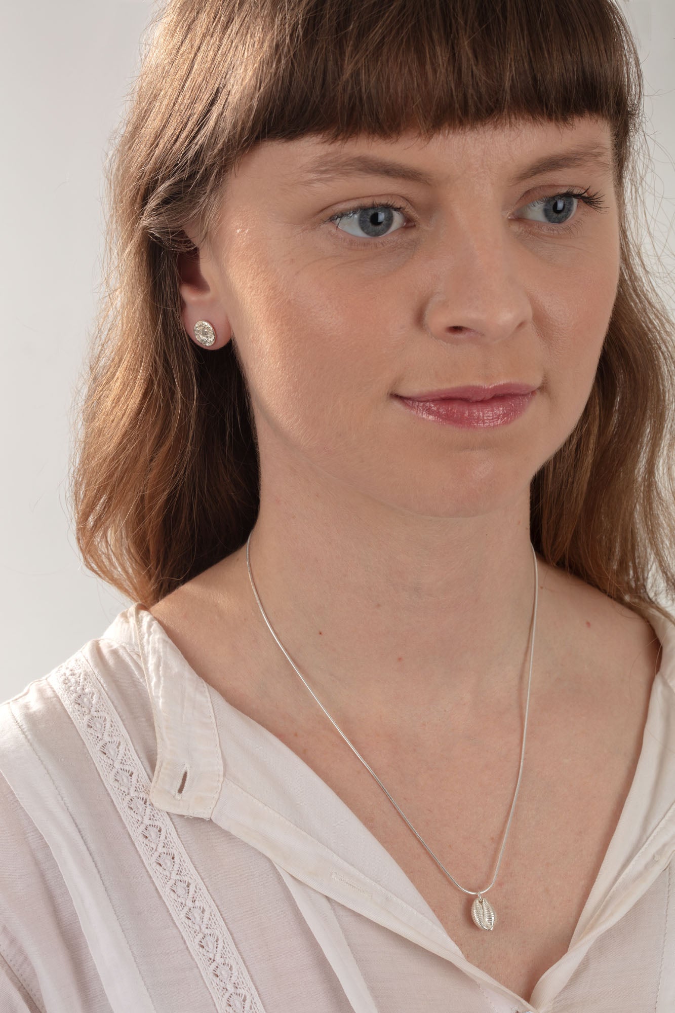 Silver Pebble Stud Earrings