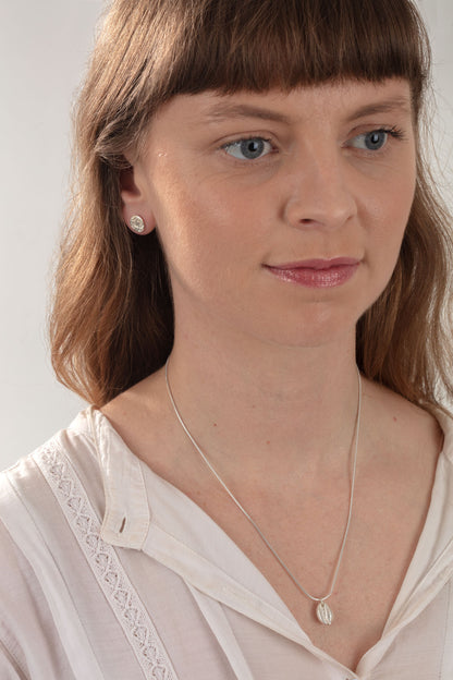 Silver Pebble Stud Earrings