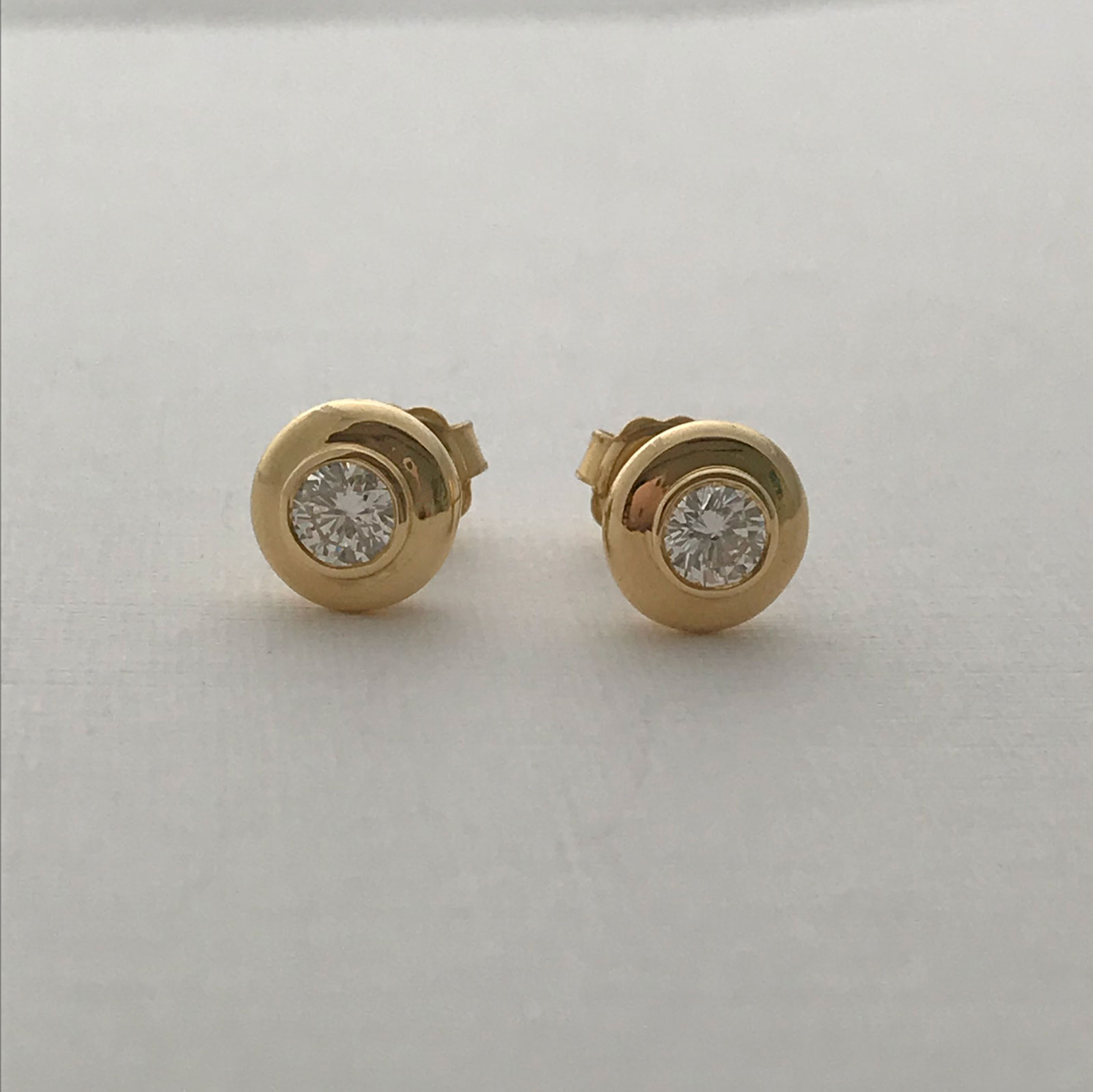 18 Carat Yellow Gold Diamond Stud Earrings Leonie Marks Jewellery